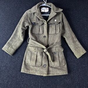 Vintage SPIEWAK Golden Wool Blend Belt Military Style Jacket Women S Olive Green